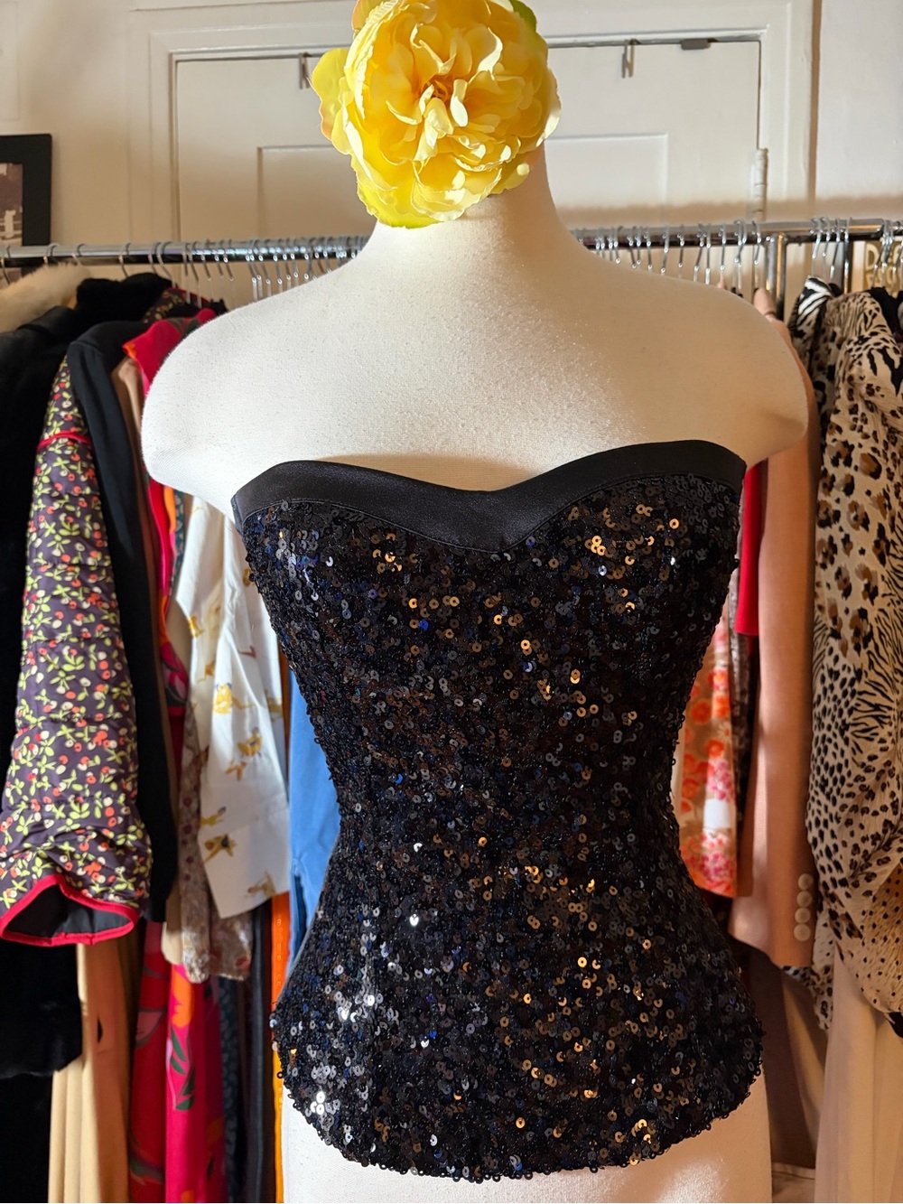 Vintage Wet Seal Black Sequin Corset Top